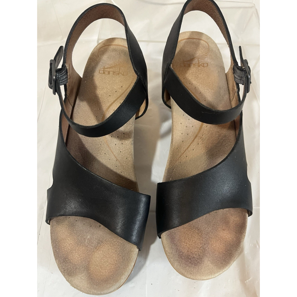 Dansko Tasha Black Leather Slingback Wedge Clog Sandals size 39 Us size 8.5-9 - Picture 12 of 15